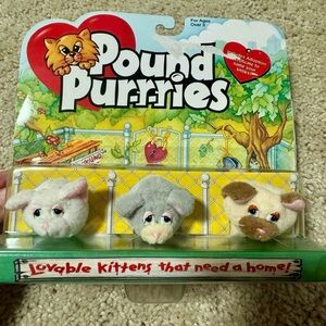 NIB Vintage 1995 Galoob Pound Purries Mini Kitten Litter 3 Pack Cat Plush